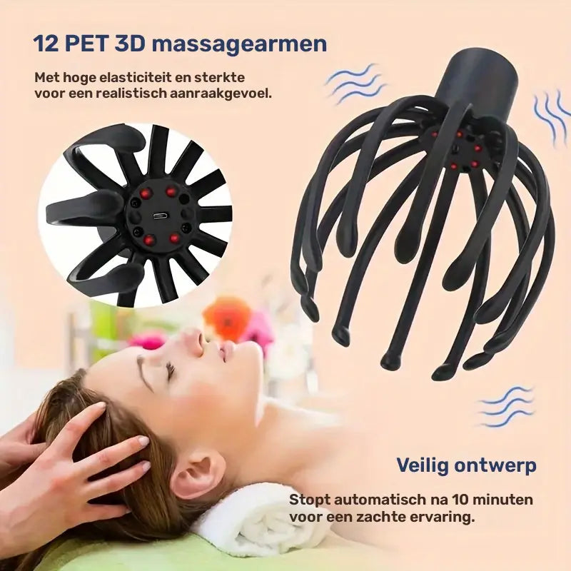 HeadRelax - Elektrisch Hoofdmassage Apparaat met 12 Massagearmen